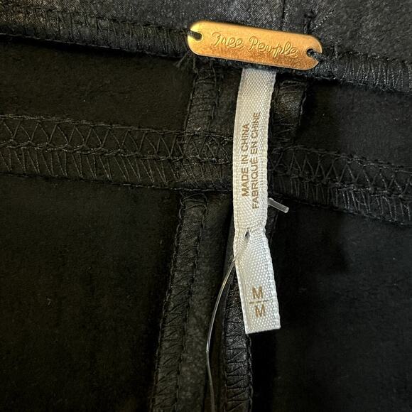 FREE PEOPLE BIKE SHORTS HEATWAVE FAUX SUEDE BLACK SIZE M NWOT - Picture 6 of 7